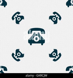 Icône de combiné téléphonique rétro signe. Motif géométrique transparente avec la texture. Vector Illustration de Vecteur