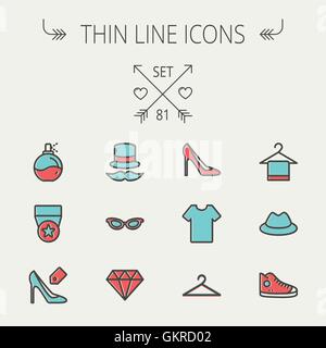 Ligne fine shopping Business icon set Illustration de Vecteur