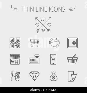 Ligne fine shopping Business icon set Illustration de Vecteur