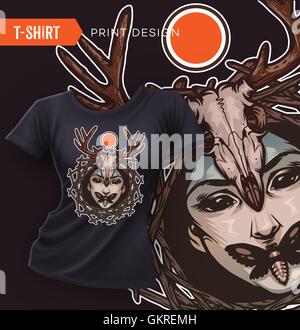 Le SWAG T-shirt avec le mal girl face Illustration de Vecteur