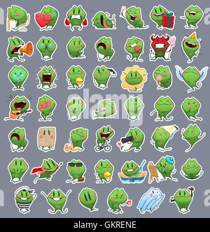 Collection de grenouille Cartoon émoticônes Emoji. Illustration de Vecteur