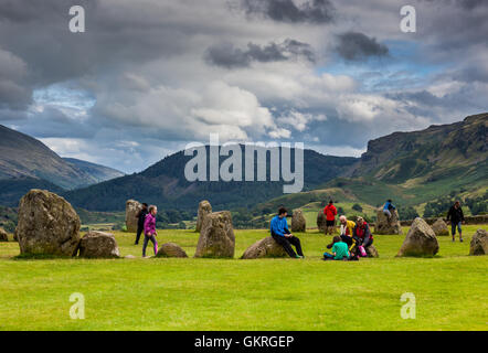 Comité permanent des pierres sur des pierres de Castlerigg, près de Keswick, Lake District, Cumbria Banque D'Images