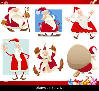 Illustration de Noël cadeaux de noël dessin animé ensemble de collection x-mas les humains les êtres humains personnes folk Illustration de Vecteur