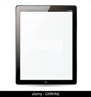 La nouvelle tablette avec un écran blanc et cadre noir Illustration de Vecteur
