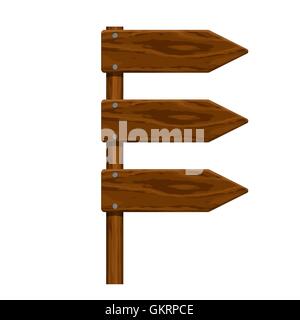 Flèche en bois clouées ensemble réaliste isolé sur fond blanc. Vector illustration. Illustration de Vecteur