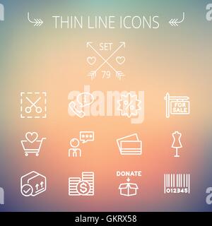 Ligne fine shopping Business icon set Illustration de Vecteur