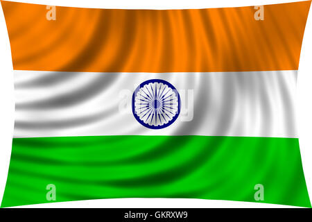 Drapeau de l'Inde forme dans l'éolien isolé sur fond blanc. Drapeau national indien. La conception symbolique patriotique. Rendu 3D Banque D'Images