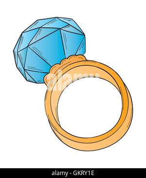 Bague en or avec grosse pierre Illustration de Vecteur