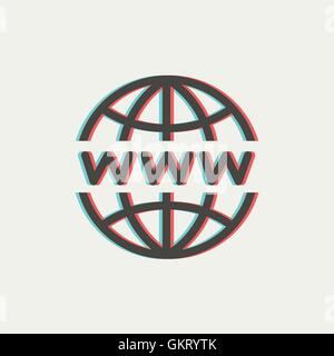 Globe avec la conception du site web l'icône de la ligne mince Illustration de Vecteur