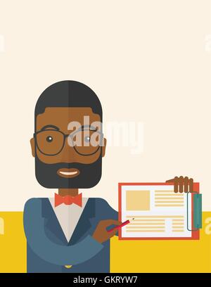 Beau black holding clipboard. Illustration de Vecteur