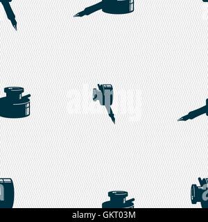 Plume et encre Se déconnecter icône. Motif géométrique transparente avec la texture. Vector Illustration de Vecteur