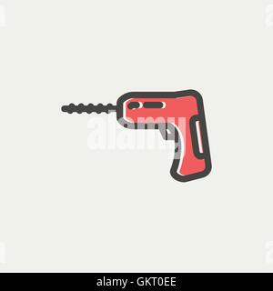 L'icône de la ligne mince perceuse Illustration de Vecteur