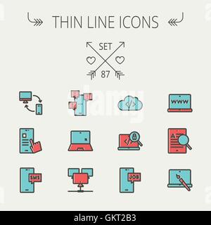 La technologie fine ligne icon set. Illustration de Vecteur