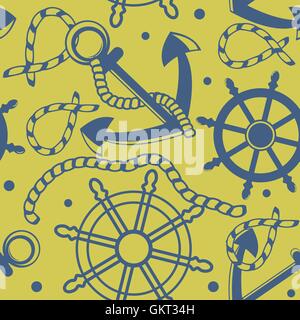 Modèle sans couture avec symboles marins Illustration de Vecteur