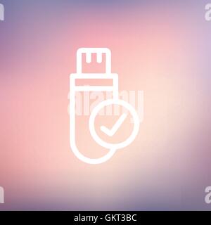 Lecteur Flash USB sur l'icône de la ligne mince Illustration de Vecteur