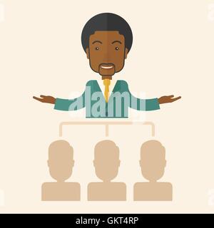 L'homme afro-américains donnant une soirées d'intervention. Illustration de Vecteur