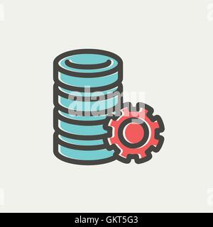 Serveur avec l'icône de la ligne mince de Illustration de Vecteur