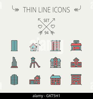 Construction fine ligne icon set Illustration de Vecteur