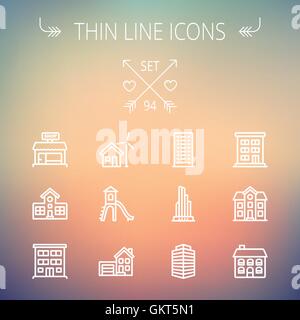Construction fine ligne icon set Illustration de Vecteur