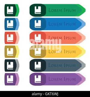 Icône de signet signe. Ensemble de boutons longue colorée, lumineuse avec des petits modules. Modèle plat Illustration de Vecteur