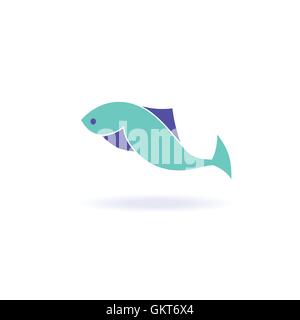 Illustration Vecteur de résumé poisson bleu. Logo poisson abstrait pour restaurant de fruits de mer ou poisson shop. Illustration de Vecteur