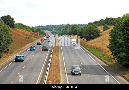 Une vue de l'A47 en direction de contournement du sud à Norwich Caistor St Edmund, Norfolk, Angleterre, Royaume-Uni. Banque D'Images