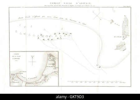 Plan de la bataille d'Aboukir, le Nil (1798). Invasion française de l'Égypte 1818 map Banque D'Images