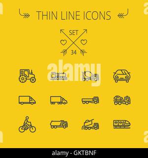 Fine ligne de transport icon set Illustration de Vecteur