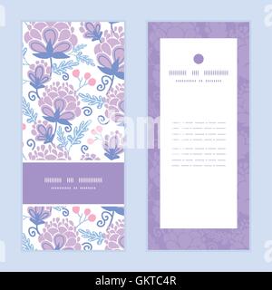 Vector soft purple flowers frame pattern vertical invitation cartes de souhaits set Illustration de Vecteur