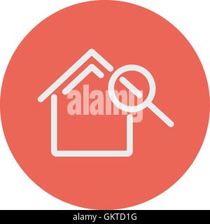 Chambre et loupe l'icône de la ligne mince Illustration de Vecteur