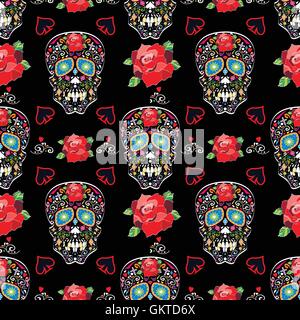 Crâne en sucre vector background pattern sur transparent Illustration de Vecteur