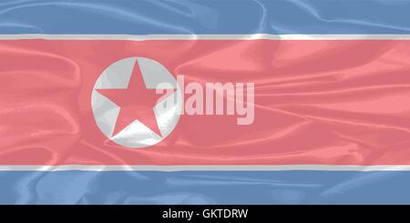 Drapeau de soie de la Corée du Nord Illustration de Vecteur