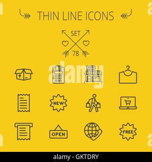 Ligne fine shopping Business icon set Illustration de Vecteur