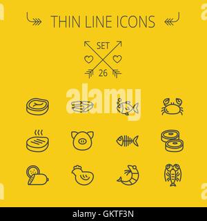 La nourriture fine ligne icon set Illustration de Vecteur