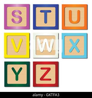 Cale en bois lettres S à Z Illustration de Vecteur