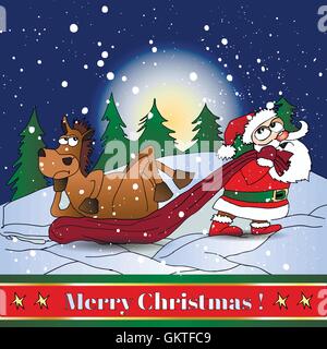 Résumé fond avec le Père Noël et le cheval. Illustration de Vecteur