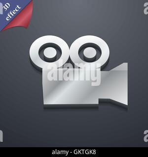 Icône Caméra vidéo symbole. 3D genre. Design moderne et branché, avec de l'espace pour votre texte Vector Illustration de Vecteur