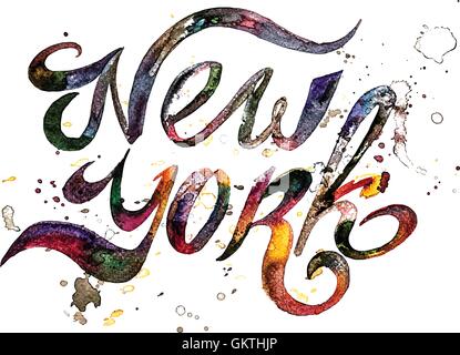 Phrase manuscrite conceptuel New York City sur un fond blanc. Vector illustration Illustration de Vecteur