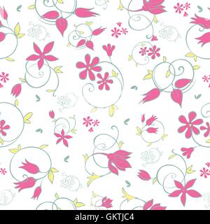 Tourbillons de fleurs printemps vecteur modèle transparent Illustration de Vecteur