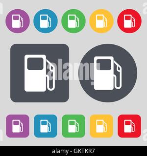 L'icône Auto station-signe. Un ensemble de 12 boutons de couleur. Modèle plat. Vector Illustration de Vecteur