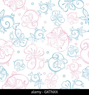 Vector floral rose pastel bleu motif transparent tourbillonne Illustration de Vecteur