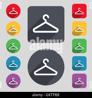 Icône cintre signe. Un ensemble de 12 boutons de couleur et d'ombre. Modèle plat. Vector Illustration de Vecteur