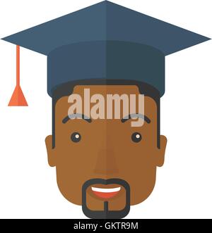 Guy chef noir avec graduation cap Illustration de Vecteur