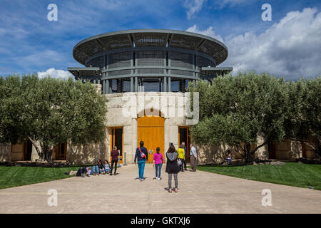 Salle de dégustation, dégustation de vin, salle de dégustation, l'Opus One Winery, Oakville, Napa Valley, Comté de Napa, Californie Banque D'Images