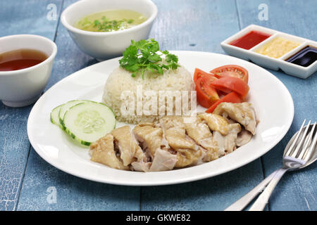 Riz au poulet Hainanese, cuisine de Singapour Banque D'Images