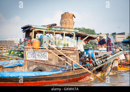 Marché flottant sur le Mékong bateaux Banque D'Images