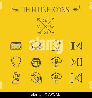 Musique et divertissement fine ligne icon set Illustration de Vecteur
