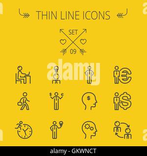 Business icon set ligne mince Illustration de Vecteur
