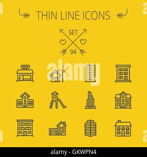 Construction fine ligne icon set Illustration de Vecteur