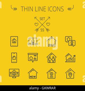 Real Estate fine ligne icon set Illustration de Vecteur